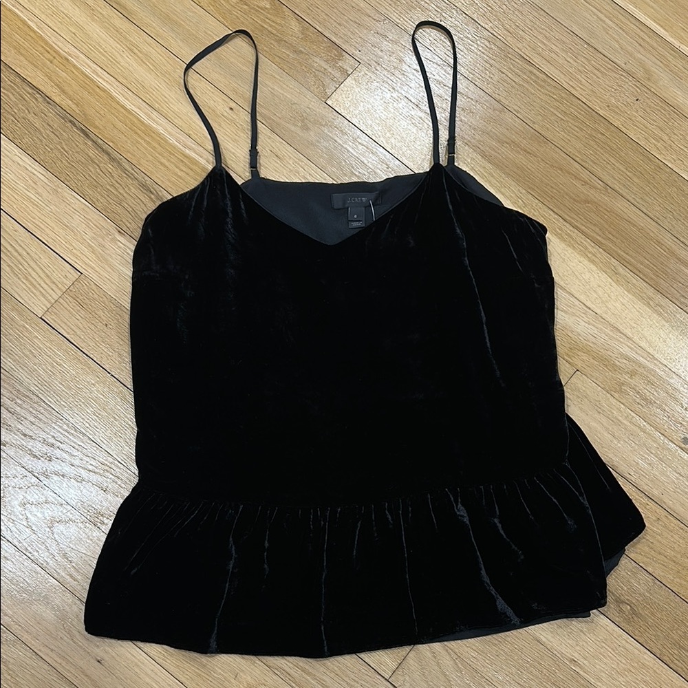 Jcrew Black Velvet Women's peplum Tank